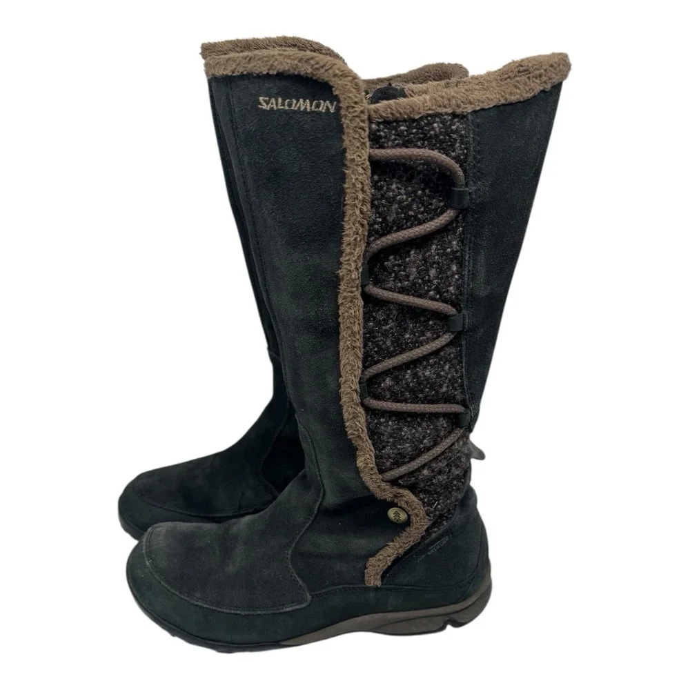 Salomon🔥Emmy 🤑Suede Fur Winter  Insulated Snow Boots Cottagecore‎ Y2K  Fit 6.5
